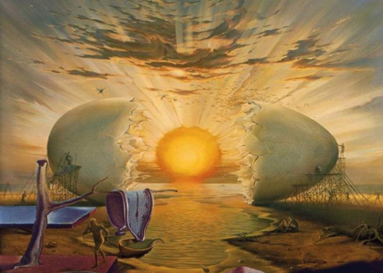 GEMMII Classique Salvador Dali L'Aurora Abstrait Oeuf Rayons Du Soleil Impressions Sur Toile Affiches Mur Art Photos pour Salon Peintures 50x75cm Sans Cadre